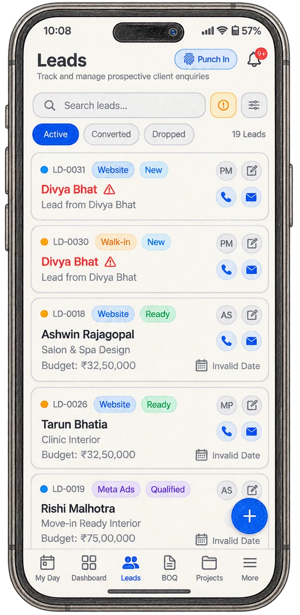 Sanyog iCRM mobile app: Enquiry and follow-up