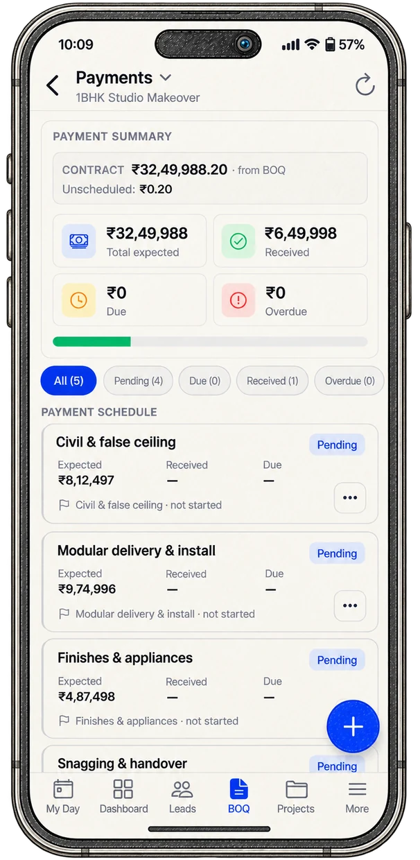 Sanyog iCRM mobile app: Payment